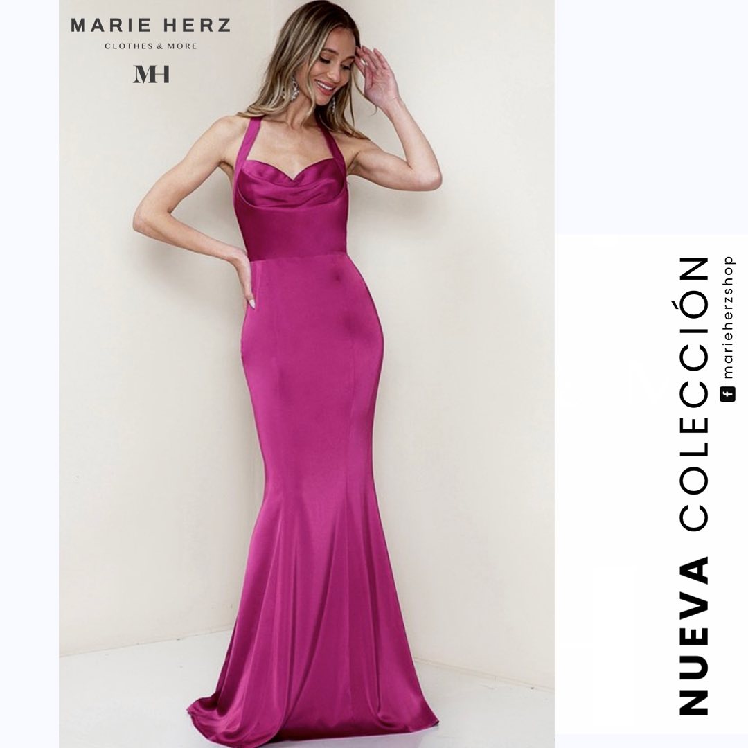 1059722  Vestido c sirena frambuesa