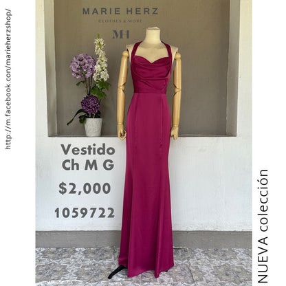 1059722  Vestido c sirena frambuesa