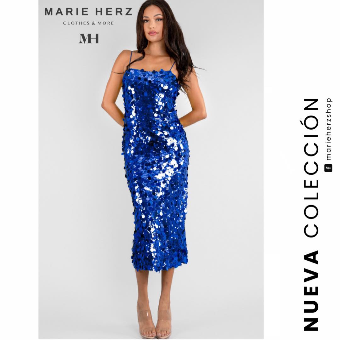 1060176  Vestido lentejuela azul rey