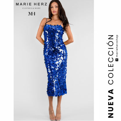 1060176  Vestido lentejuela azul rey