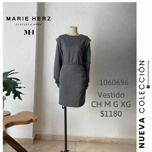 1060696  Vestido gris algodón