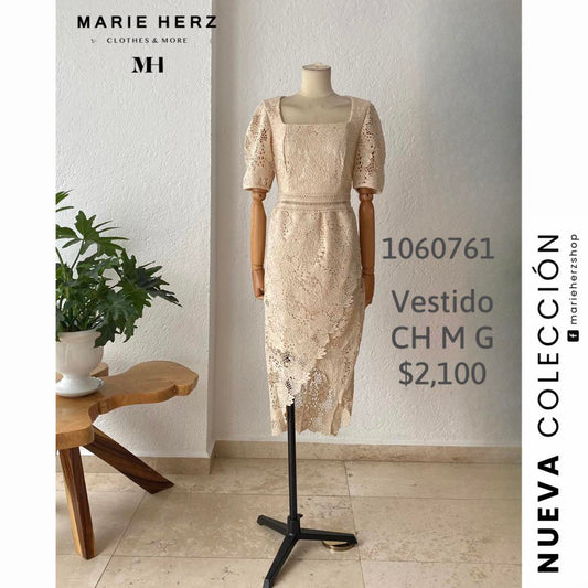 1060761  Vestido encaje beige