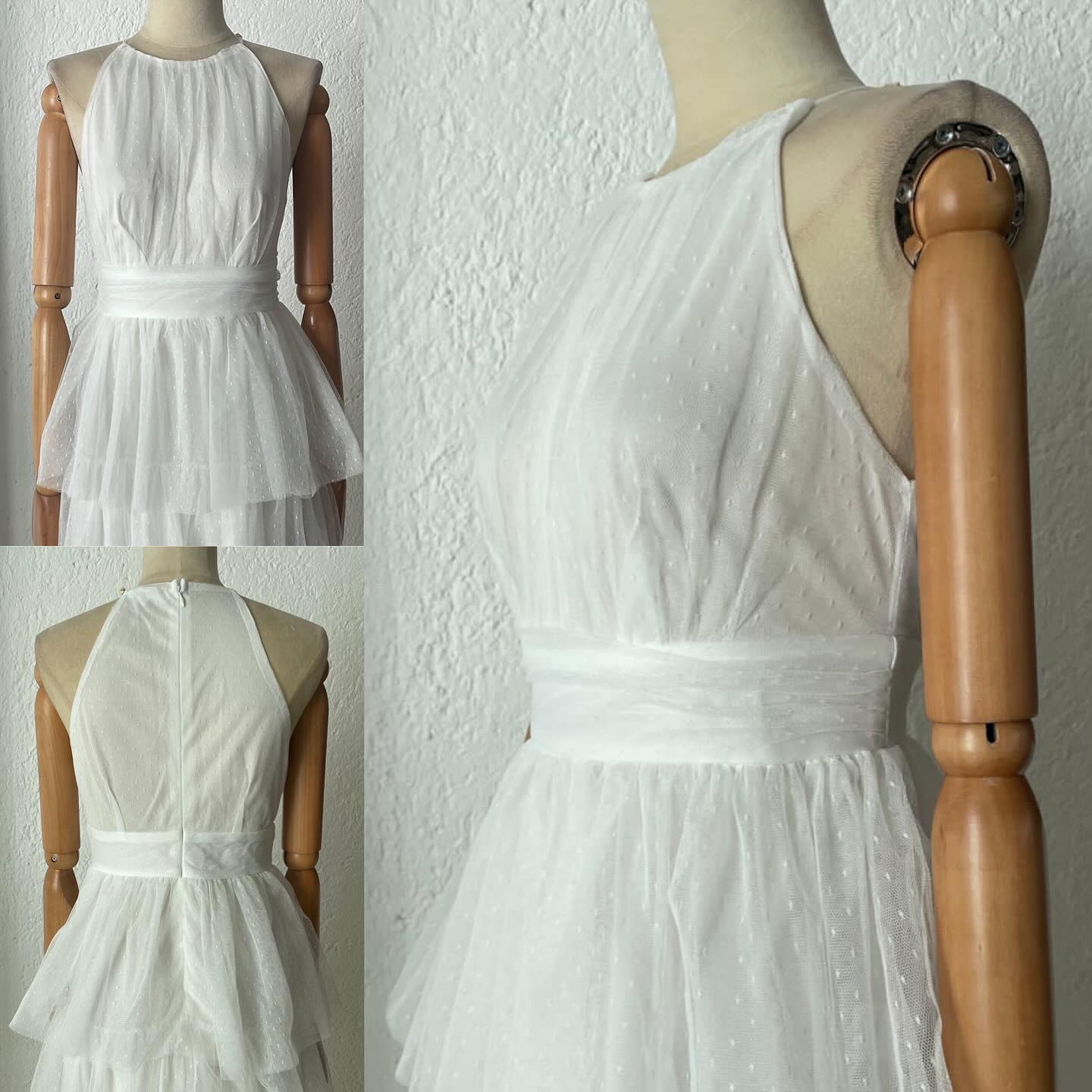 1061018  Vestido blanco halter tul