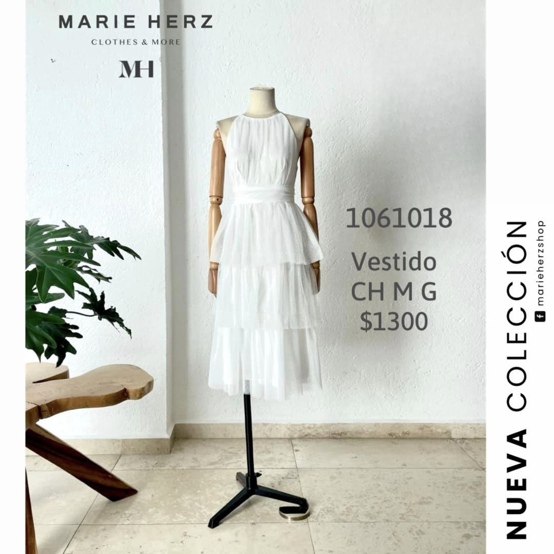 1061018  Vestido blanco halter tul