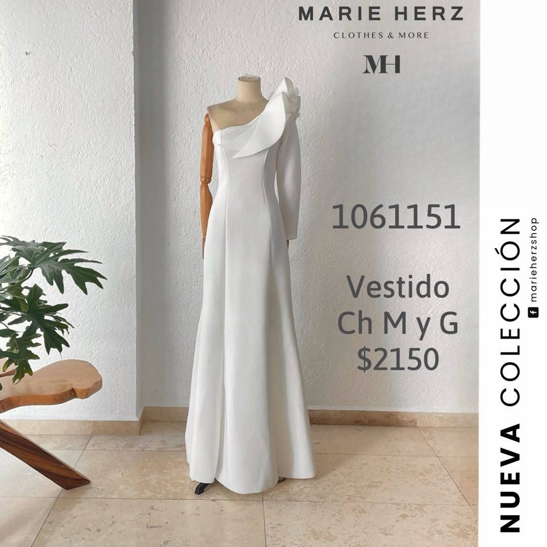 1061151  Vestido blanco manga neopreno