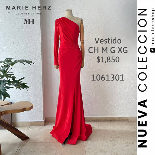 1061301  Vestido licra hombro rojo