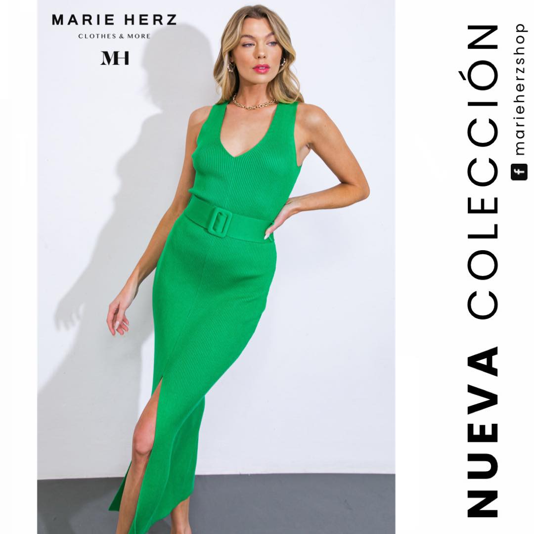 1061407  Vestido verde punto