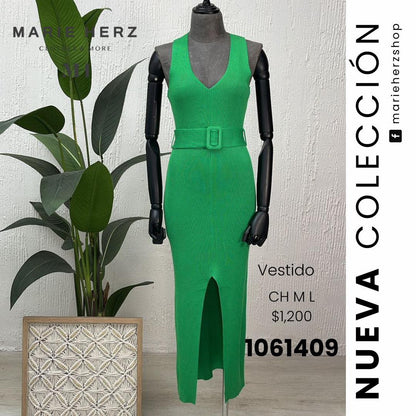 1061407  Vestido verde punto