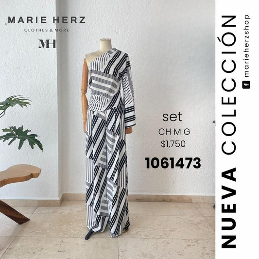 1061473  Set rayas blanco con negro