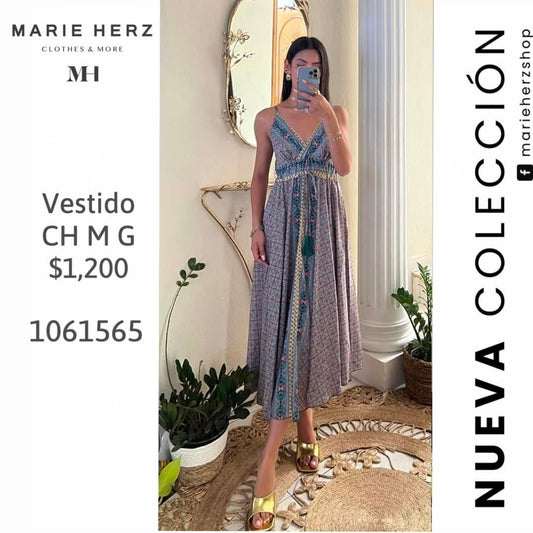 1061565  Vestido boho azul