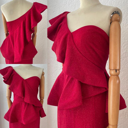 1061632  Vestido brillos rojo