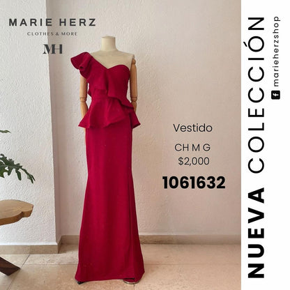 1061632  Vestido brillos rojo