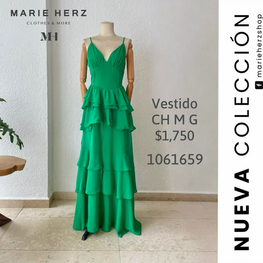 1061659  Vestido Verde tirantes