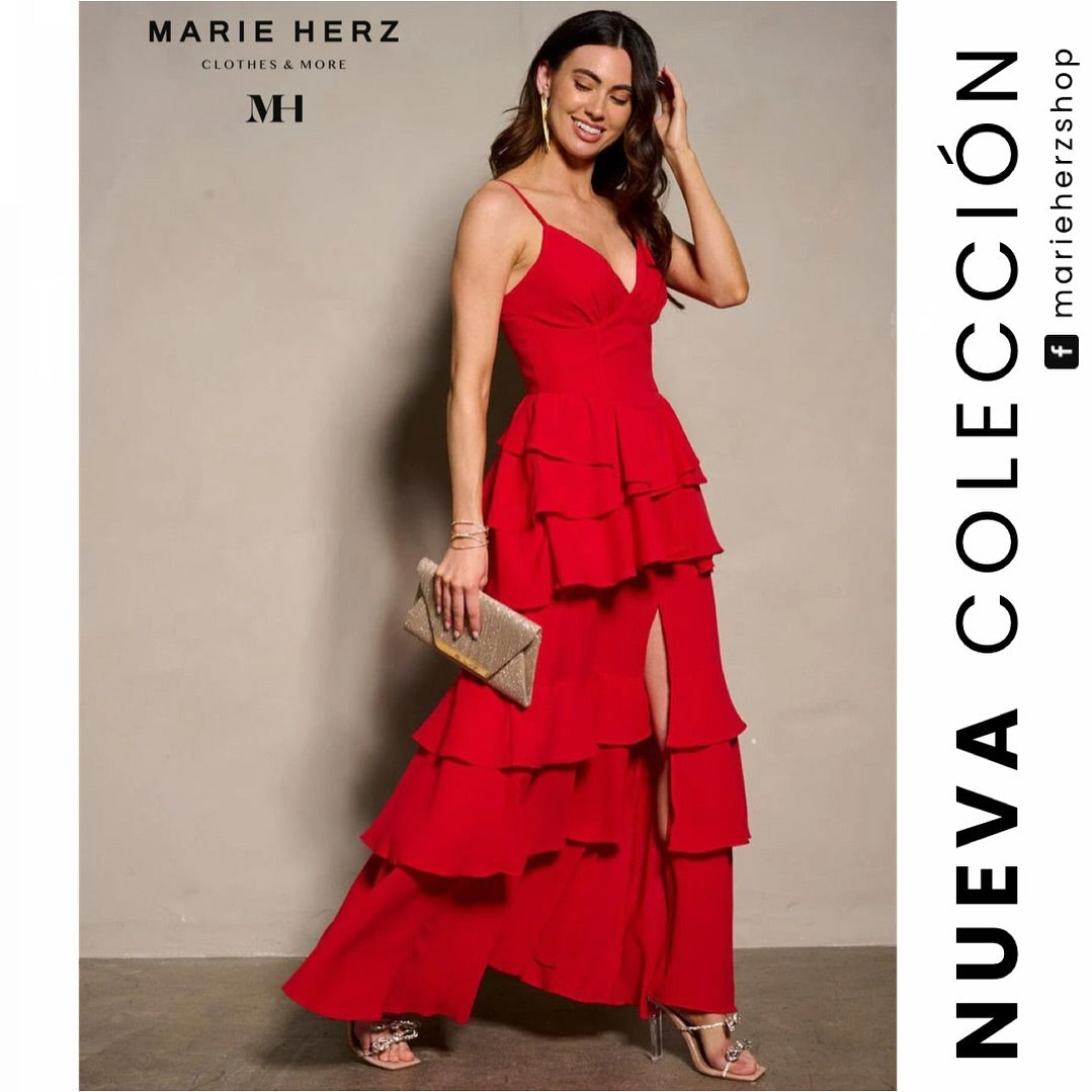 1061668  Vestido rojo tirantes