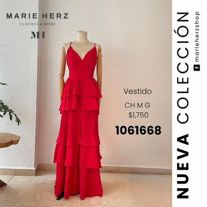 1061668  Vestido rojo tirantes