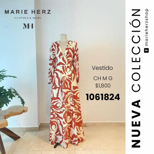 1061823  Maxivestido estampado café