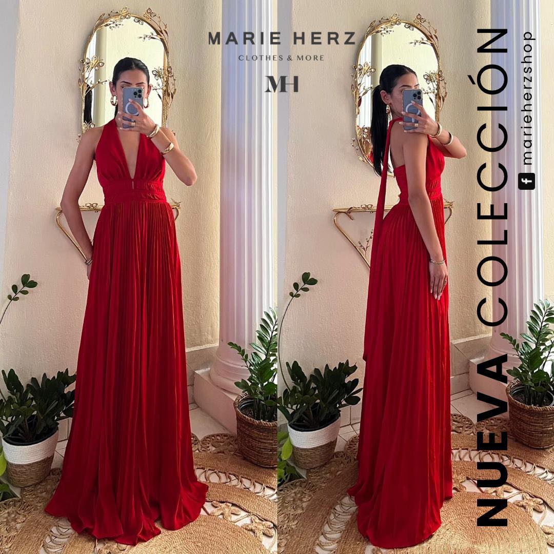 1061886  Vestido rojo tablas velvet