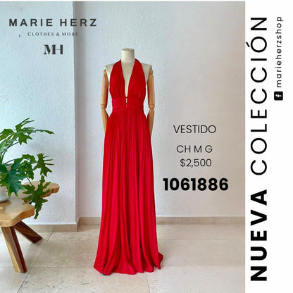 1061886  Vestido rojo tablas velvet