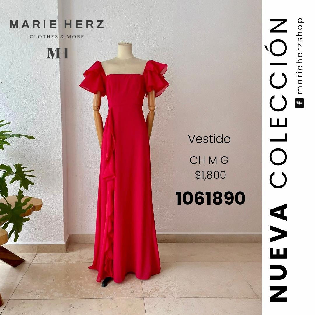 1061889  Vestido rojo olanes