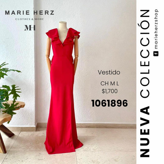 1061896  Vestido rojo olanes