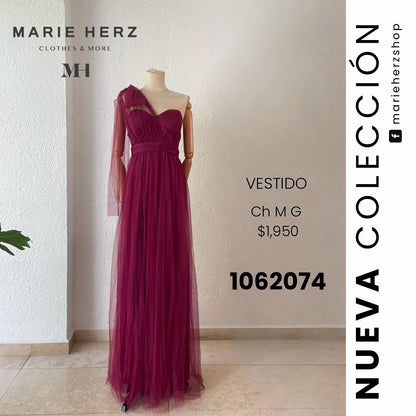 1062074  Vestido vino listón tul