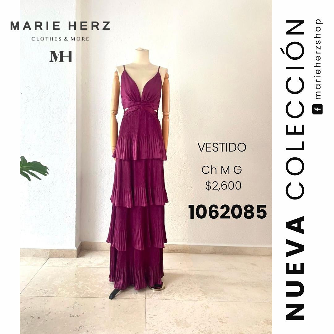 1062083  Vestido cut off magenta