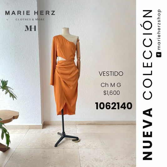 1062139  Vestido amarillo mostaza corto