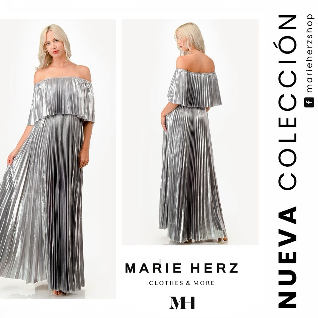 1062144  Maxivestido tablas plata