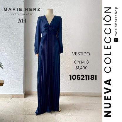 1062181  Vestido tablas azul marino