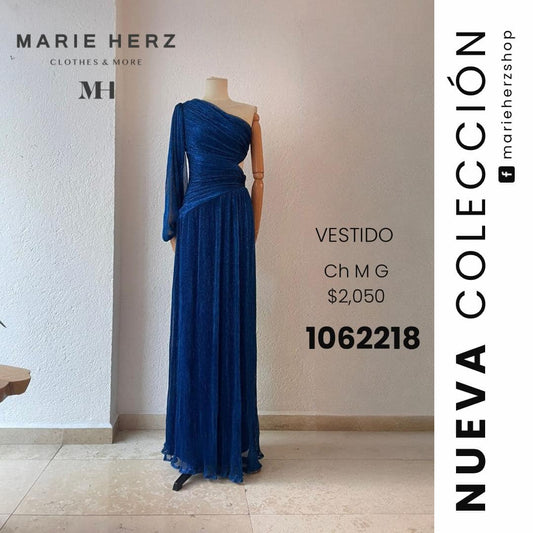 1062218  Vestido manga azul brillo