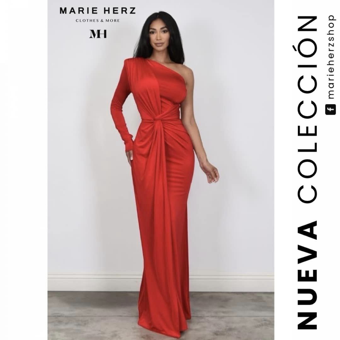 1062260  Vestido licra manga rojo