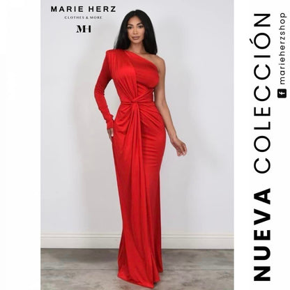 1062260  Vestido licra manga rojo