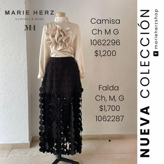 1062287  Falda círculos negra