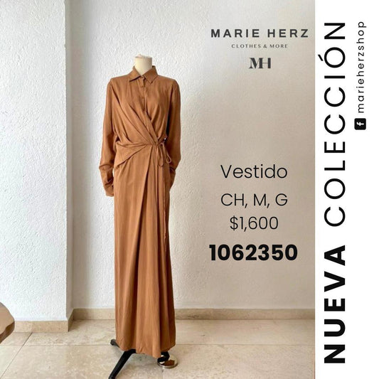 1062350  Vestido ocre envolvente