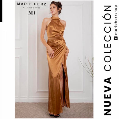 1062395  Vestido halter terracota