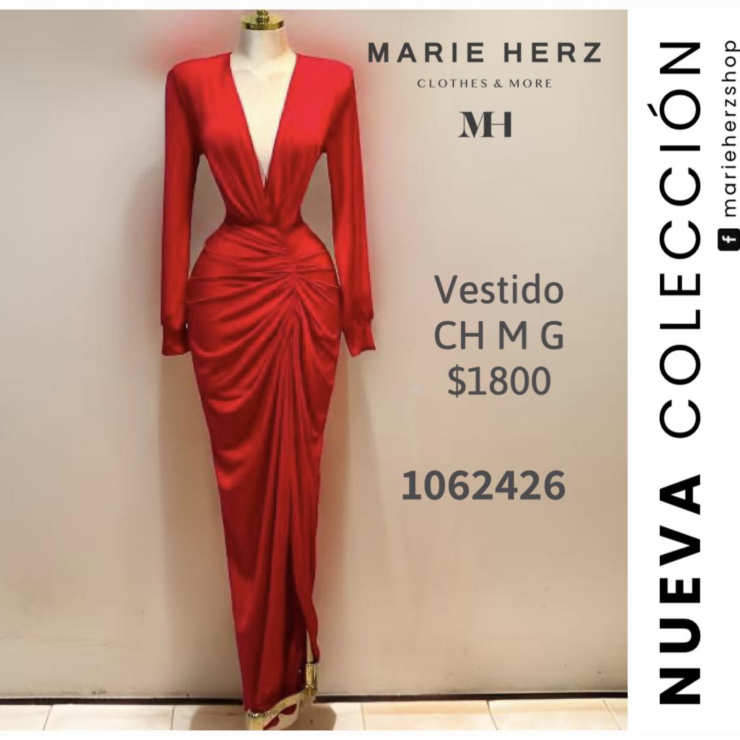 1062426  Vestido rojo manga larga licra