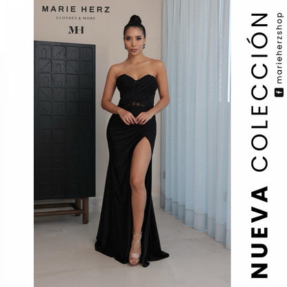 1062461  Vestido licra negro strapless