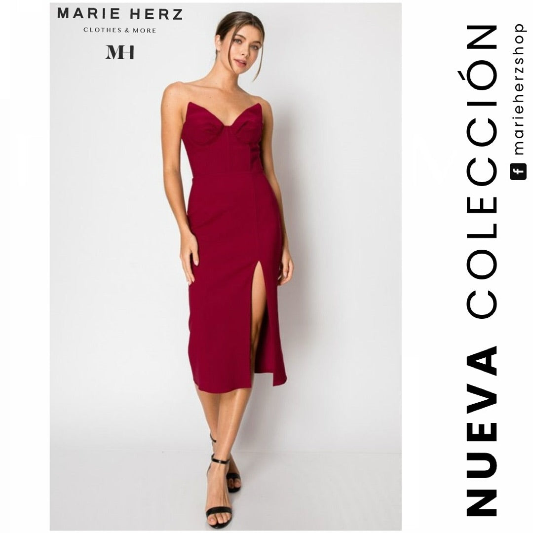 1062473  Vestido Estraples Vino