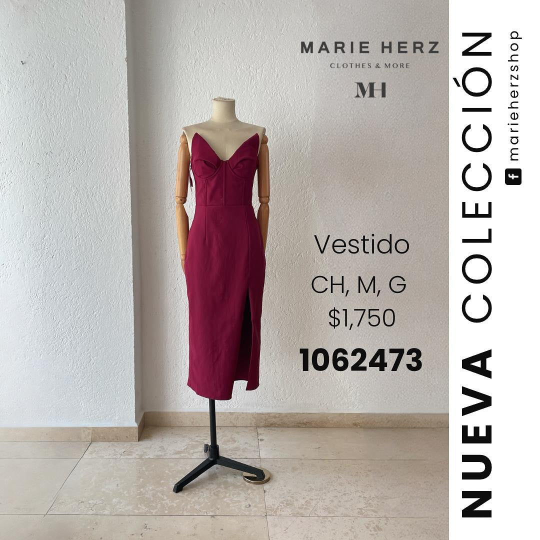 1062473  Vestido Estraples Vino