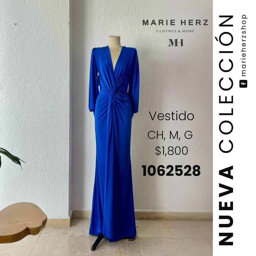 1062528  Vestido azul licra dos mangas