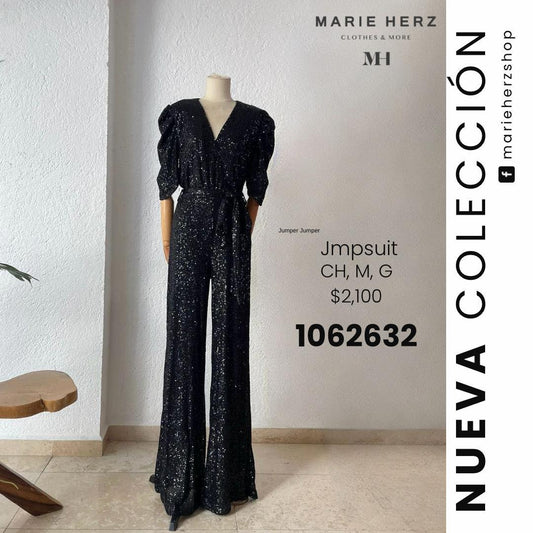 1062632  Jumpsuit lentejuela negro