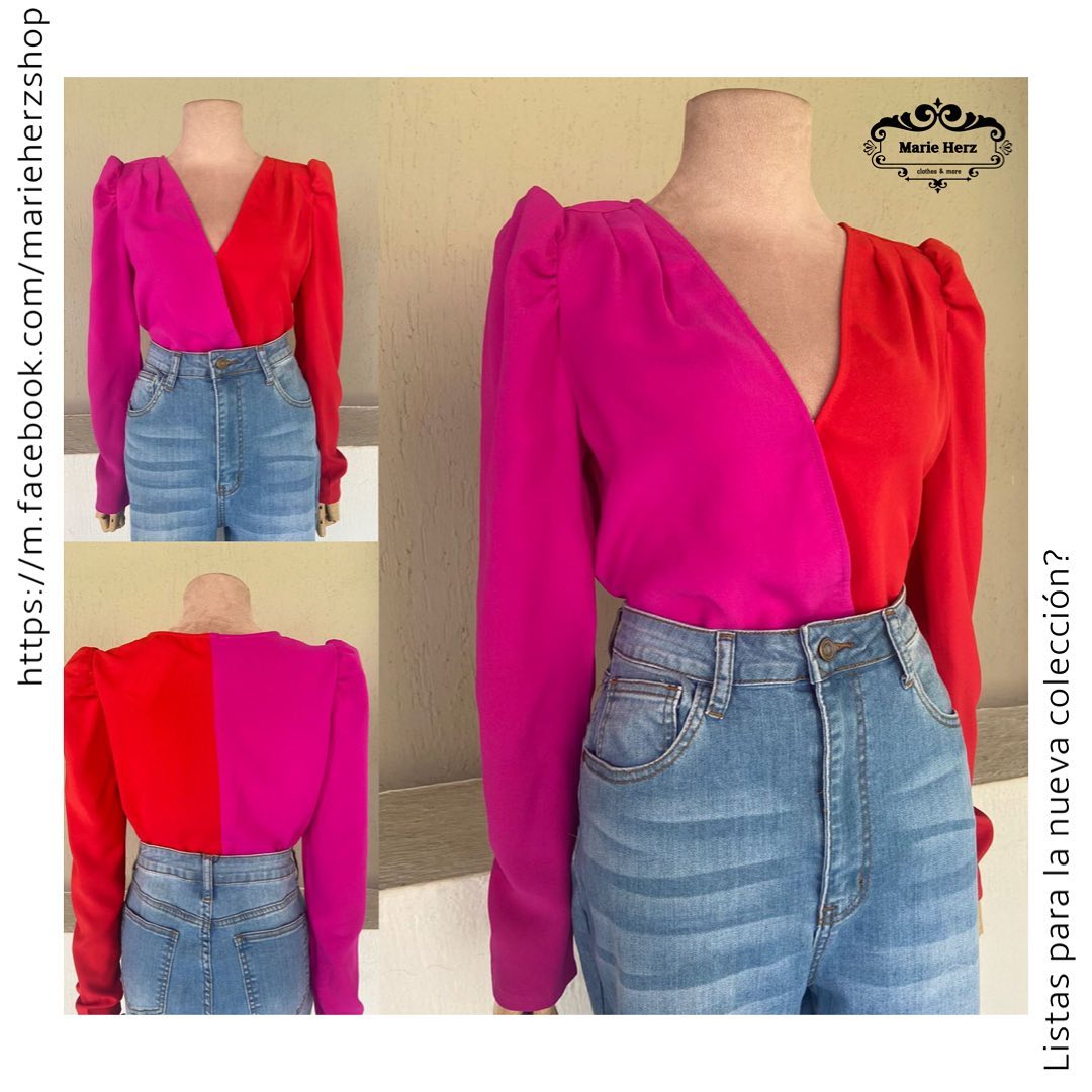 1055878  Blusa bicolor naranja/rosa